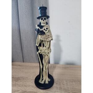 Skeleton Bride and Groom Wedding Halloween Day of the Dead Candlestick Holder